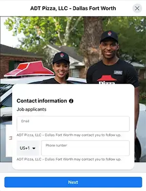 Facebook Lead gen ad form sample